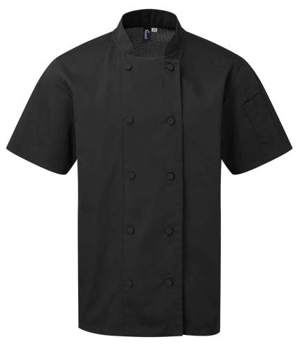 Premier Coolchecker� Short Sleeve Chef's Jacket - BLK - S